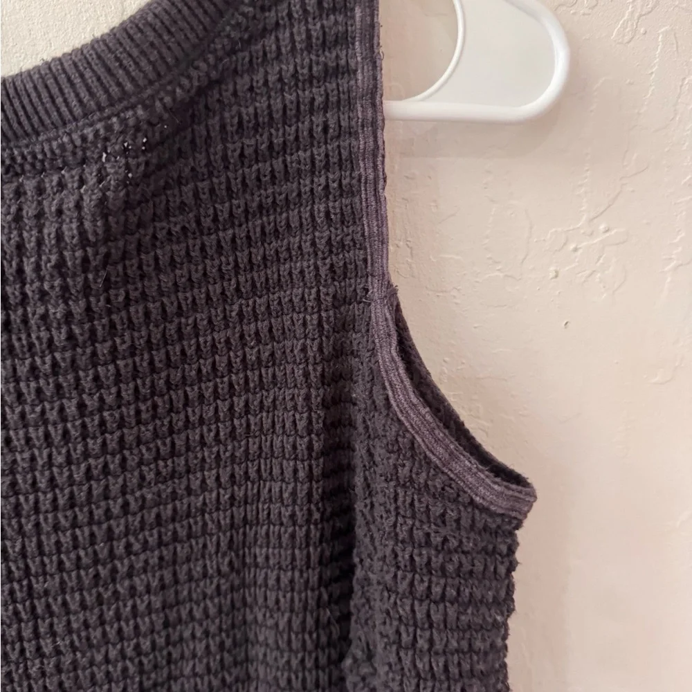 FREE PEOPLE Sunrise Cold Shoulder Thermal Boho Knit Top Sweater Black Small